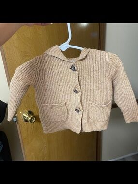 Babygirl Cozy Hooded Knit Cardigan - Tan